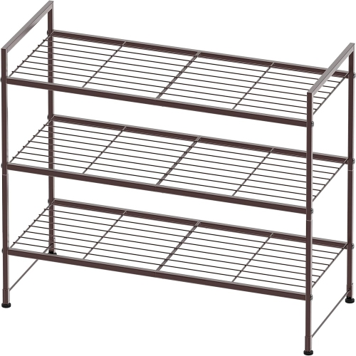 Image 1 of 5.. SimpleHouseware 3-Tier Stackable Shoe Rack, Bronze