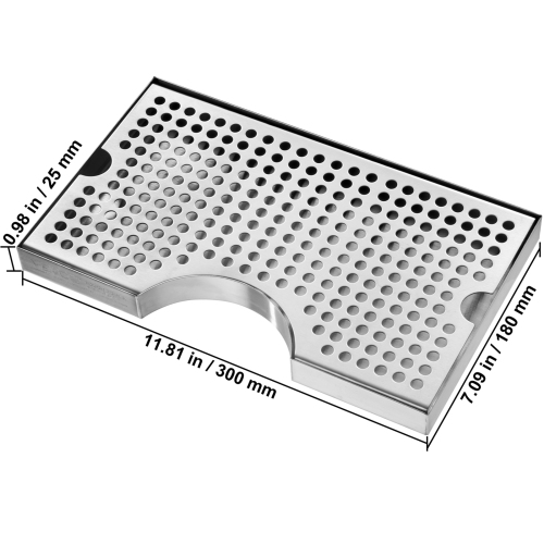 VEVOR 304 Stainless Steel Kegerator Beer Drip Tray, Keg Drip Trays with 4 Non-Slip Rubber Pads and Detachable Cover, Heat / Cold Resistant Beer Tower