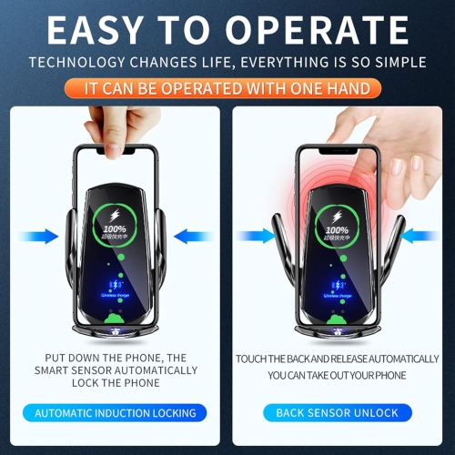 YOULIGHTS Wireless car charger, car induction, 15W wireless charger, car vent mounting bracket, fast charging, automatic clamping car phone holder,