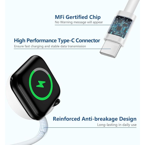 YOULIGHTS – Câble de chargement USB-C pour Apple Watch, chargeur magnétique iWatch à chargement rapide, compatible avec le chargeur USB-C pour Apple