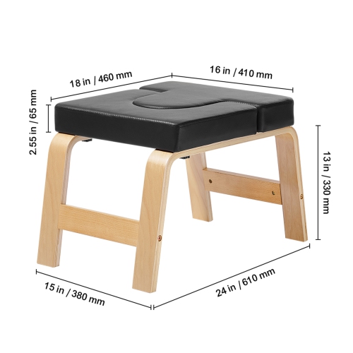VEVOR 300 lbs Yoga Headstand Bench, Yoga Inversion Chair for Family Gym, Headstand Trainer with Wood Frame & PU Pad, Stand Yoga Stool for Strength