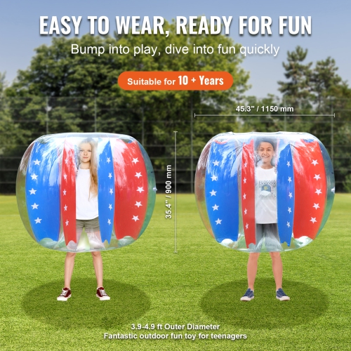 VEVOR 2-Pack Inflatable Bumper Balls, 4FT/1.2M Body Sumo Zorb Balls for Kids & Teens, PVC Human Hamster Bubble Balls for Team Play, Bumper Bopper