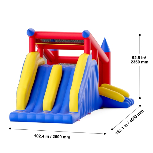 Maison gonflable de 183x102x92&nbsp;po de VEVOR, trampoline de maison de jeu d'extérieur, siège sauteur avec souffleuse, glissoire et sac de