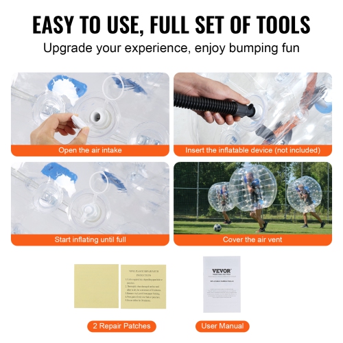 VEVOR 1-Pack Inflatable Bumper Ball, 5FT/1.5M Body Sumo Zorb Balls for Teen & Adult, 0.8mm PVC Human Hamster Bubble Balls for Team Play, Bumper