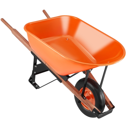 VEVOR 6 Cu. Ft. Wheelbarrow Cart, Load & 330 lbs Capacity, One Wheel Garden Dump Cart Wheel Barrow with Metal Handle & 16" Wide Track