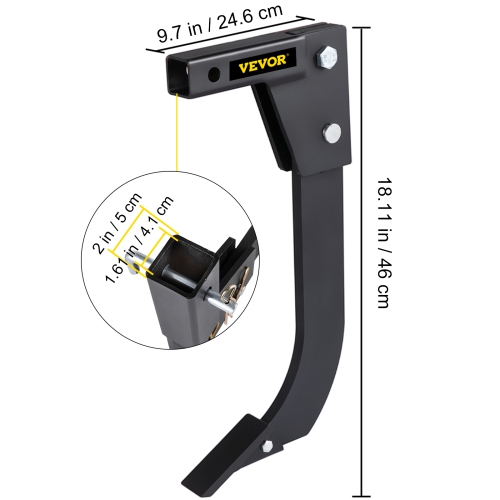 VEVOR 18" Hitch Mounted Ripper, Shank Length Box Scraper Shank, 4 Hole Site Box Blade for Tractor, 2 Locating Pins Ripper Shank, 2 Plough Tips Box