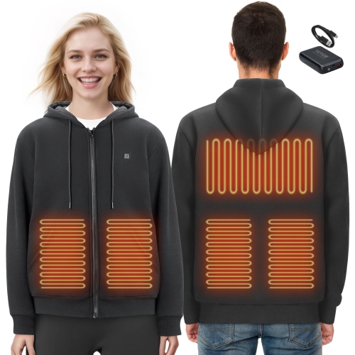 Image 1 of 9.. VEVOR 7.4V Heated Hoodie,Unisex Heated Sweatshirt with Battery Pack，Zip Up Electric Jacket with 5 Heating Zones,Lightweight Warm Heated Outdoor