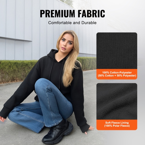 Haut à capuchon chauffant VEVOR 7,4&nbsp;V, sweat-shirt chauffant unisexe avec bloc-piles, veste électrique avec 5 zones chauffantes, pull chauffant