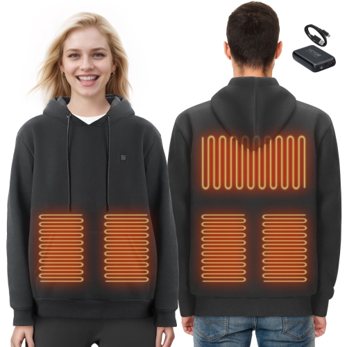 Image 1 of 9.. VEVOR 7.4V Heated Hoodie,Unisex Heated Sweatshirt with Battery Pack,Electric Jacket with 5 Heating Zones,Lightweight Warm Heated Outdoor Pullover for