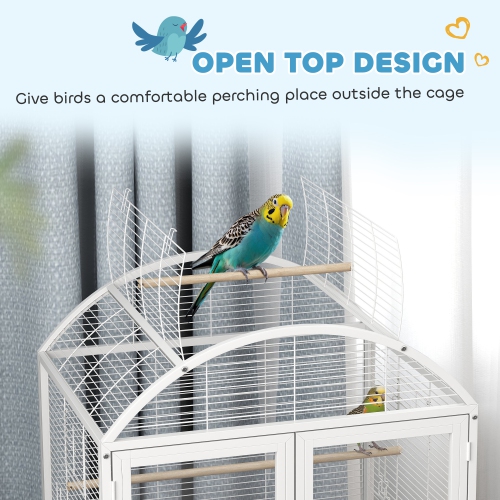 PawHut 30 Inch Open Top Bird Cage, Steel Parrot Cage with Removable Tray, Food Container for Medium Small Bird, Finches, Cockatiel, Parakeets, Dark