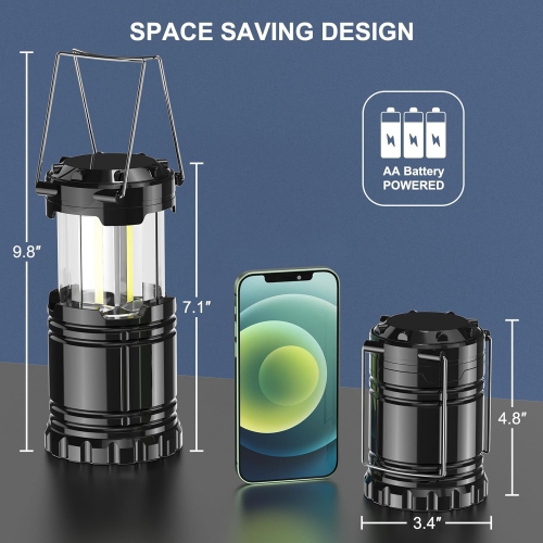 LED Camping Lantern, Portable Brightest Outdoor Emergency Light with 12 AA Batteries for Camping, Fishing, Hurricane, Hiking, Storm, 2 Pack