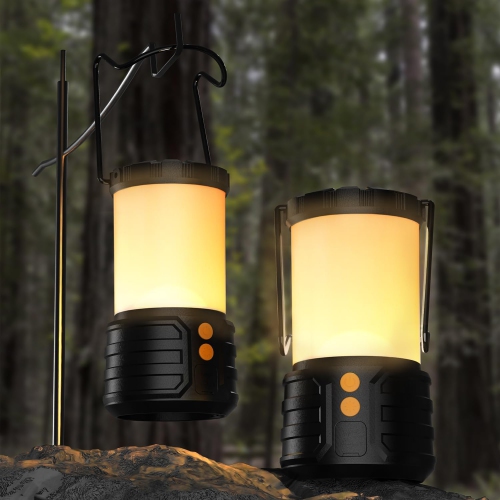 Image 1 of 4.. 2 Pack LED Rechargeable Camping Lantern, IPX4 Water Resistant Tent Light Camping Flashlight, 3 Lighting Modes, Lanterns for Power Outages, Emergency,