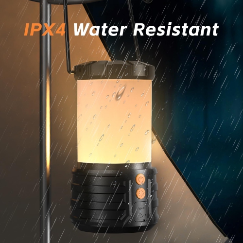 Paquet de 2 lanternes de camping rechargeables LED, lampe de poche de camping IPX4 résistante à l'eau pour tente, 3 modes d'éclairage, lanternes pour