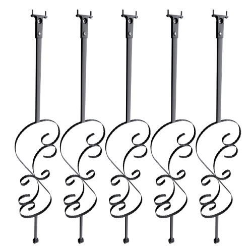 VEVOR 44'' x 1/2" Staircase Metal Balusters,Galvanized Steel Decorative Banister Spindles, 5 Pack S Shape Deck Baluster, Hollow Satin Black Spiral