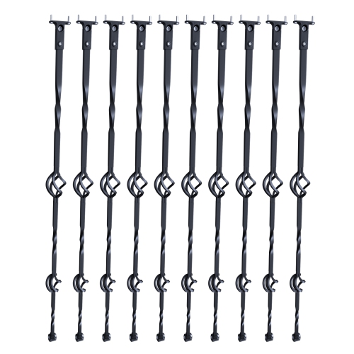 VEVOR 44'' x 1/2" Staircase Metal Balusters, Galvanized Steel Decorative Banister Spindles, 10 Pack Deck Baluster with Hollow Double Baskets, Spiral