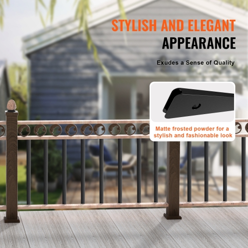 VEVOR 38'' x 1'' Flat Staircase Metal Balusters, Aluminum Alloy Decorative Banister Spindles, 72 Pack Deck Baluster with Screws, Hollow Deck Railing