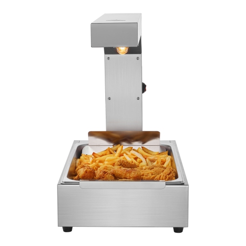 VEVOR 750W French Fry Food Warmer, Commercial Food Heating Lamp, Electric Stainless Steel Warming Light Dump Station, Countertop 104-122°F Fries Food