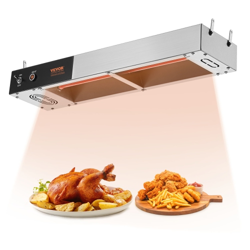 VEVOR 750W French Fry Food Warmer, Commercial Strip Food Heating Lamp, Electric Stainless Steel Warming Light Dump Station, Overhead 104-122°F Fries