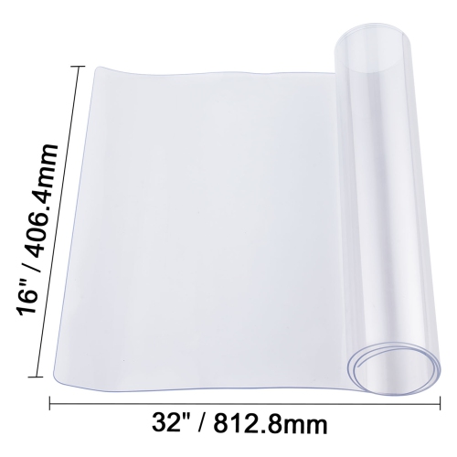 VEVOR 16 x 32 Inch Plastic Table Cover, 1.5 mm Thick Clear Table Protector, Rectangle PVC Desk Mat, Waterproof & Easy Cleaning Desk Pad Tablecloth,