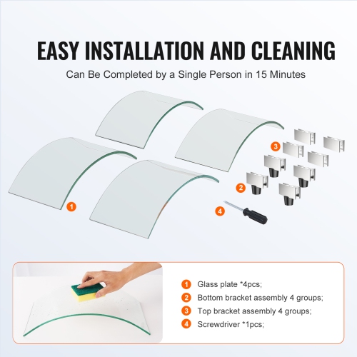 VEVOR 29 x 8 inch Fire Pit Wind Guard, Round Glass Flame Shield, 0.24-Inch Thick Fire Table Accessory, Clear Tempered Glass Flame Guard for Propane,