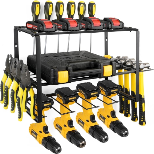 Image 1 of 7.. Moveletic Power Tool Organizer Rack with 4 Drill Holders – Wall Mount Garage Storage