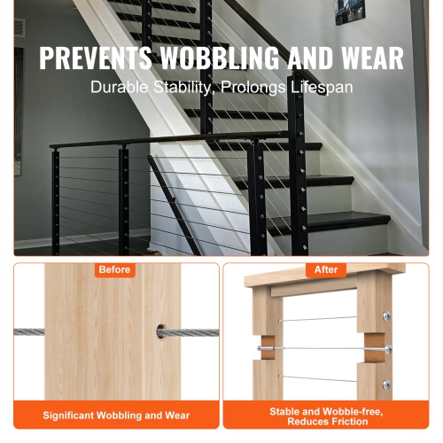 VEVOR T316 Stainless Steel ,20 Pack Invisible Cable Railing kit, 1/8" Invisible Receiver and Swage Stud End for Cable Railing, Swage Tensioner 1/8"