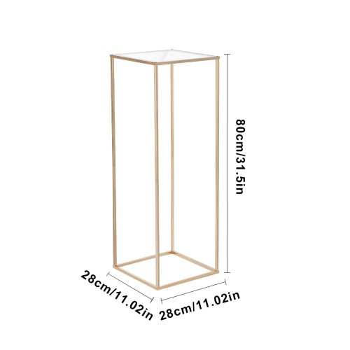 VEVOR 10PCS 31.5inch High Wedding Flower Stand, With Acrylic Laminate,Metal Vase Column Geometric Centerpiece Stands, Gold Rectangular Rack for