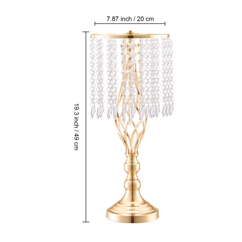 VEVOR 12PCS 49cm/19.3” Tall Crystal Wedding Flower Stand, Metal Wedding Centerpiece Vase, Gold Flower Holders Floral Display Rack for Tables Wedding