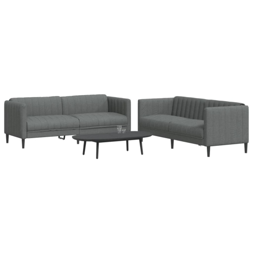 vidaXL 2 Piece Sofa Set Dark Grey Fabric