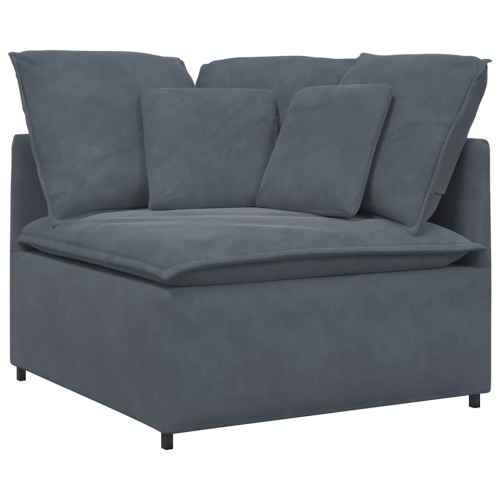 vidaXL Modular Sofa with Cushions Velvet Dark Grey