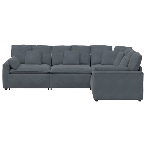 vidaXL Modular Sofa with Cushions Velvet Dark Grey