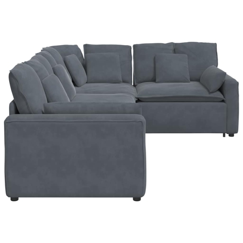 vidaXL Modular Sofa with Cushions Velvet Dark Grey