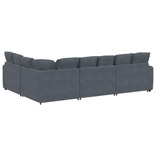 vidaXL Modular Sofa with Cushions Velvet Dark Grey