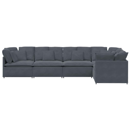 vidaXL Modular Sofa with Cushions Velvet Dark Grey