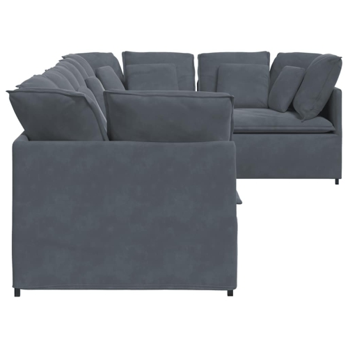 vidaXL Modular Sofa with Cushions Velvet Dark Grey