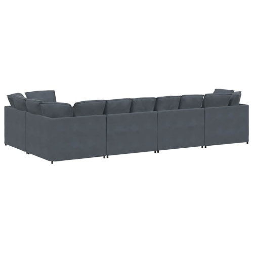 vidaXL Modular Sofa with Cushions Velvet Dark Grey