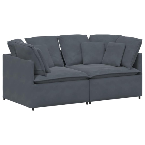 VIDAXL  Modular Sofa With Cushions Velvet Dark In Grey