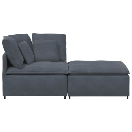 vidaXL Modular Sofa with Footstool&Cushions Velvet Dark Grey