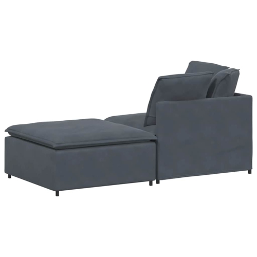vidaXL Modular Sofa with Footstool&Cushions Velvet Dark Grey