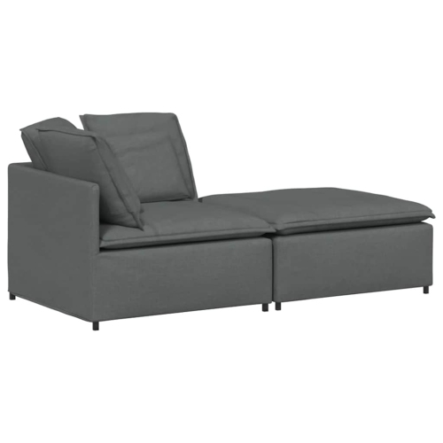 vidaXL Modular Sofa with Footstool&Cushions Fabric Dark Grey