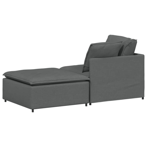 vidaXL Modular Sofa with Footstool&Cushions Fabric Dark Grey