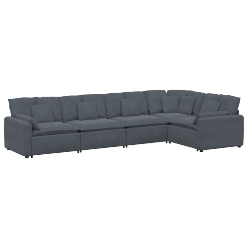 VIDAXL  Modular Sofa With Cushions Velvet Dark In Grey