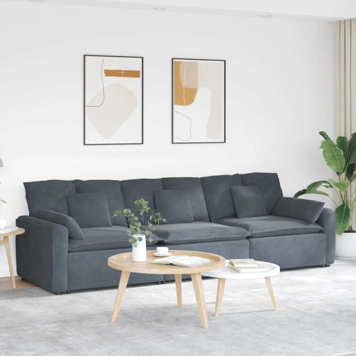 vidaXL Modular Sofa with Cushions Dark Grey