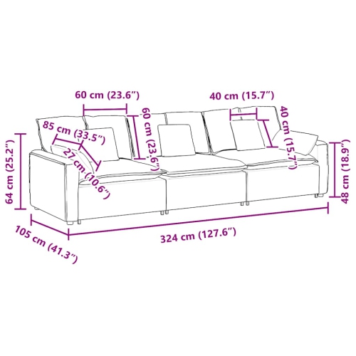 vidaXL Modular Sofa with Cushions Dark Grey