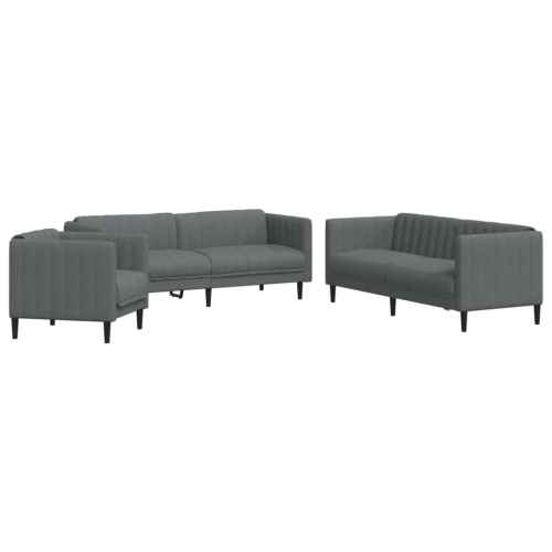 VIDAXL  3 Piece Sofa Set Dark Fabric In Grey