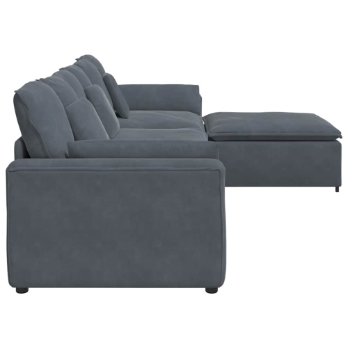 vidaXL Modular Sofa with Footstool and Cushions Dark Grey