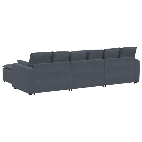 vidaXL Modular Sofa with Footstool and Cushions Dark Grey
