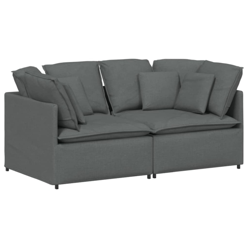 vidaXL Modular Sofa with Cushions Fabric Dark Grey