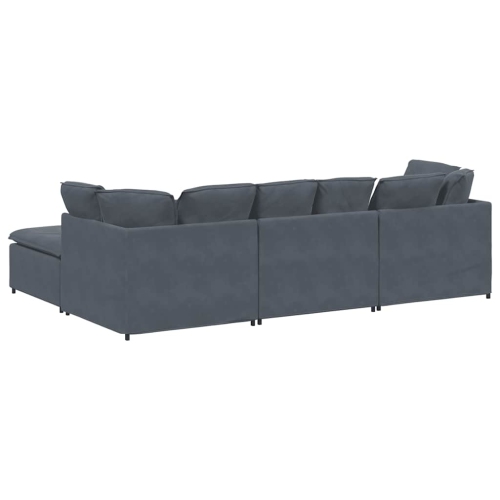 vidaXL Modular Sofa with Footstool&Cushions Velvet Dark Grey