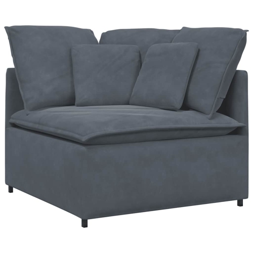 vidaXL Modular Sofa with Footstool&Cushions Velvet Dark Grey